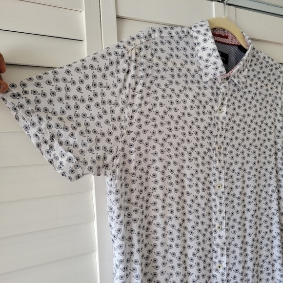 MICHAEL Brandon Unicycle Print Short Sleeve Button-up Rayon Casual Shirt Size L - Picture 2 of 7